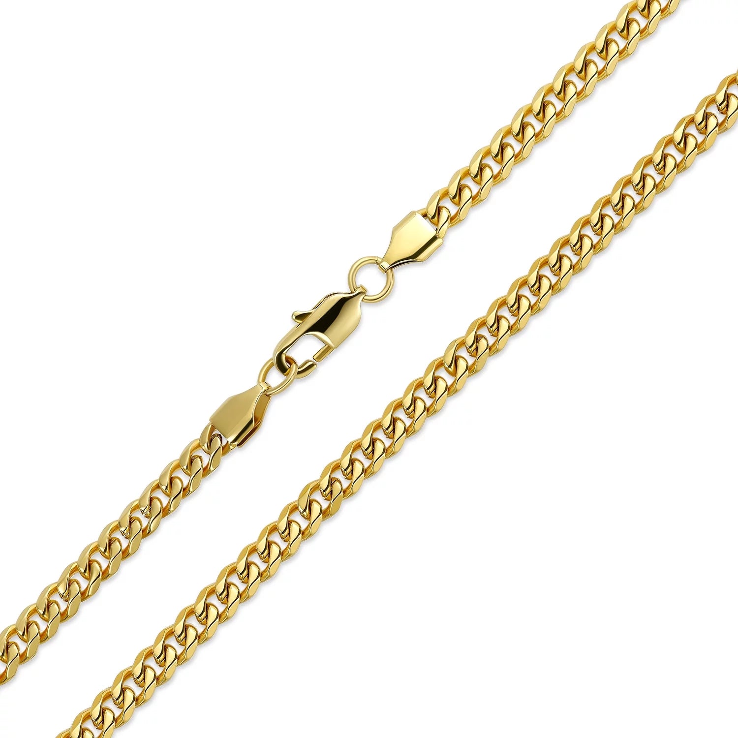 Mens Mens 8MM Curb Cuban Chain Necklace Gold Plated Stainless Steel 24 Inch