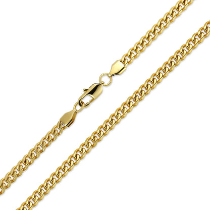 Mens Mens 8MM Curb Cuban Chain Necklace Gold Plated Stainless Steel 24 Inch