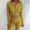 Women'S Hooded Long Sleeve Waist Suit, Slim Sports Zipper, Casual Fashion Trend 2024 - Yellow