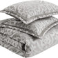 Tesla Cozy Comforter Set Jacquard Damask Medallion Design - All Season down Alternative Bedding, Shams, Bedskirt, Decorative Pillows, Queen, Silver 6 Piece