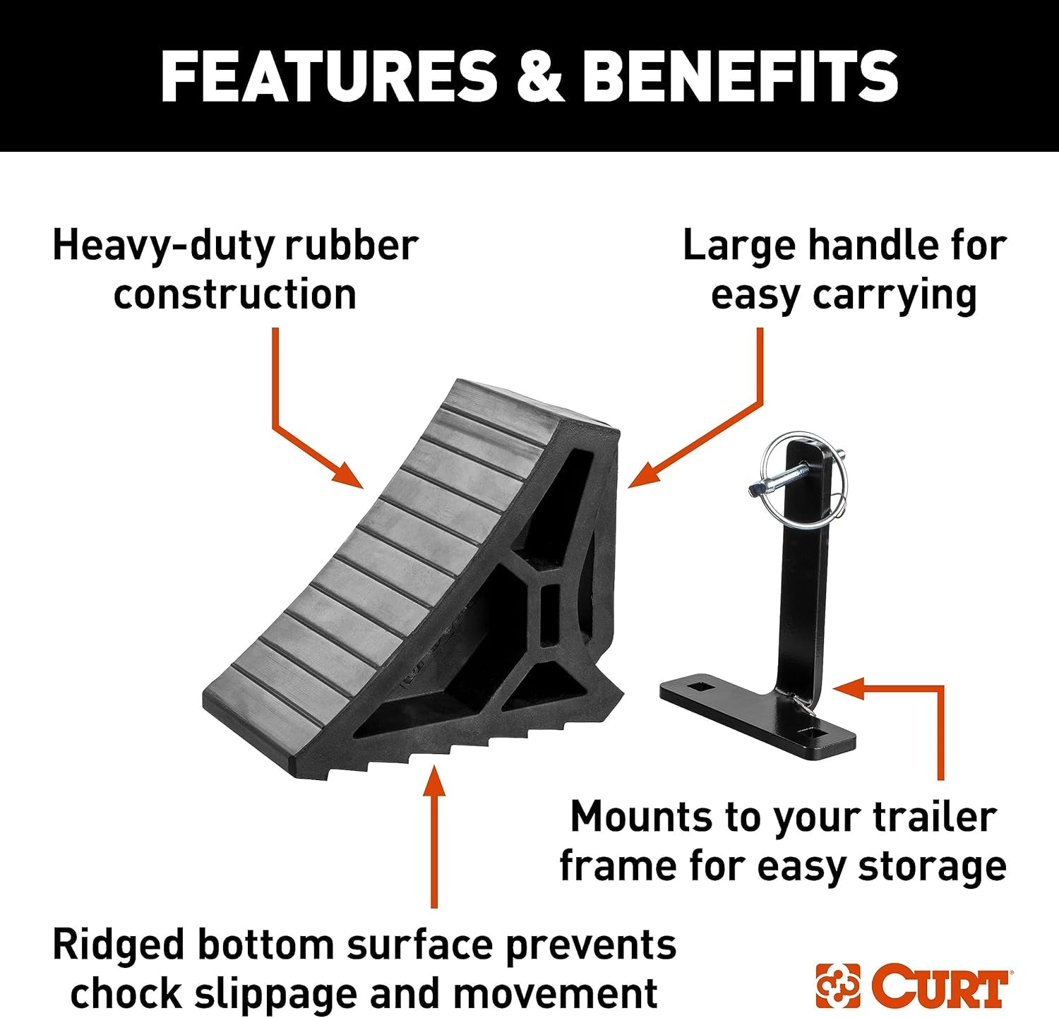 22803 HD Wheel Chock with Mounting Bracket