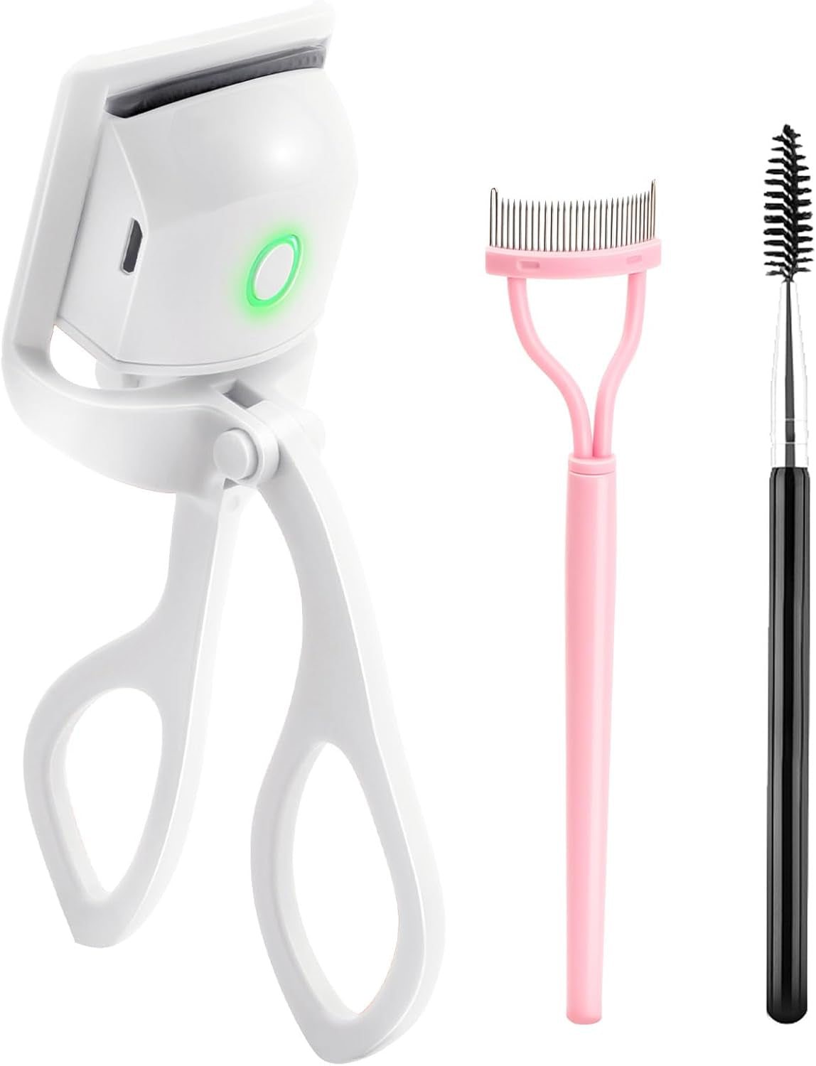 Heated Eyelash Curlers, Eyelash Curlers with Separator Tool and Brush, 2 Modes Heated Quickly for Stunning Lashes in Minutes, Easy to Curl, Natural and Lasting Eyelashes (White)