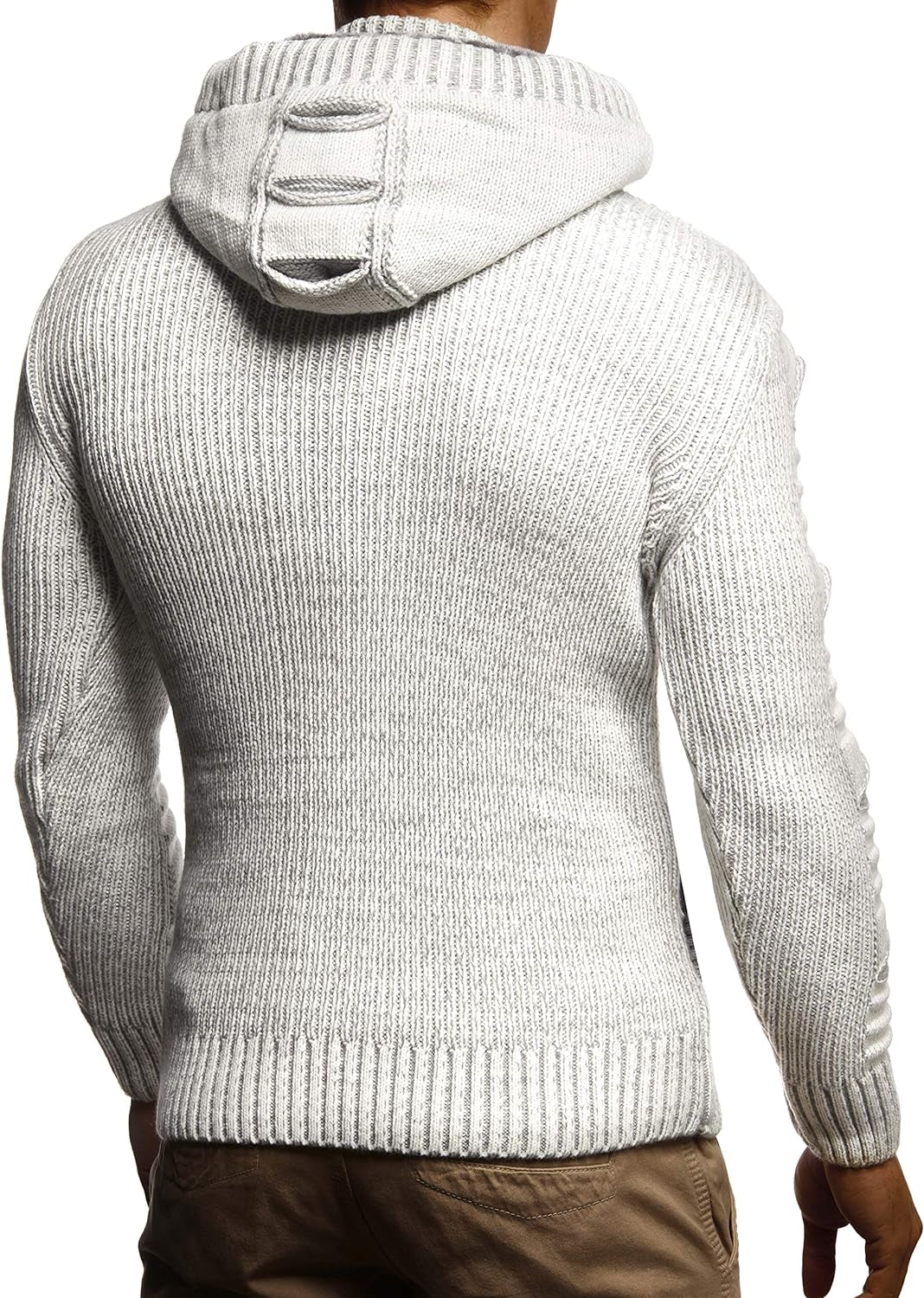 Men'S Stylish Knit Sweater with Buttons | Knitted Sweatshirt Pullover with Hood | Warm for Winter | LN5605