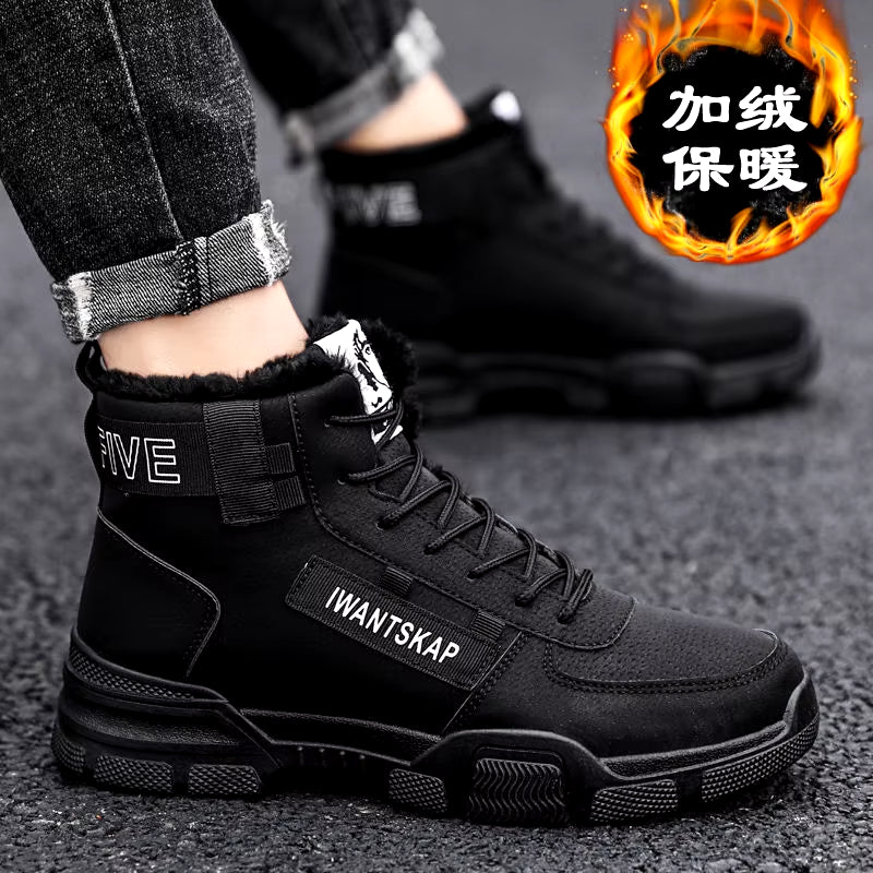 Ankle Boots Men'S Snow Boots Winter Warm Lace up 2021 New Men'S Shoes Wool Plush Winter Boots Men'S Shoes Extra Large