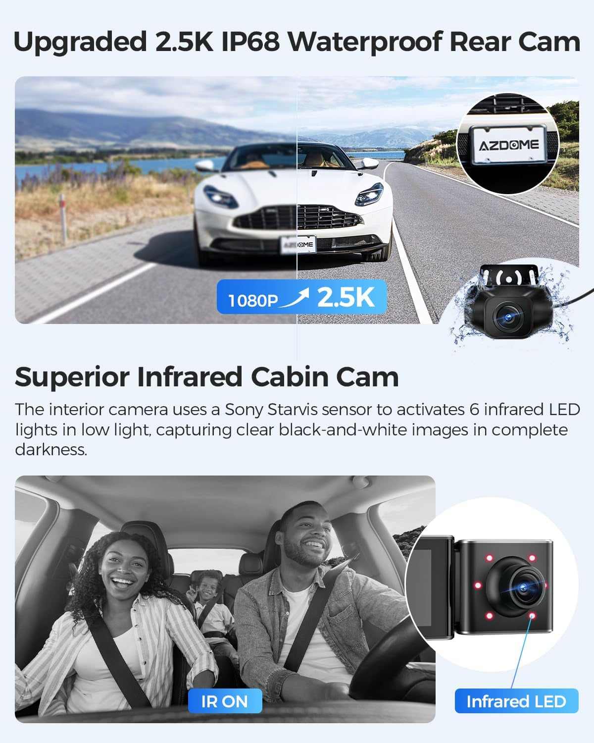 M550 3 Channel Dash Cam, 4K+2.5K Dual Dash Camera for Cars Built-In Wifi GPS, 1440P+1080P+1440P Front and Rear Inside, 64GB Card Included, 3.19" IPS Screen, WDR, IR Night Vision, Parking Mode