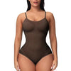 Super Sale V Neck Spaghetti Strap Bodysuit Compression Body Suits Open Crotch Shapewear Slimming Body Shaper Smooth Out Bodysuit - Brown