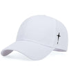 Unisex Simple Cross Water Drop Embroidery Baseball Caps Spring and Autumn Outdoor Adjustable Casual Hat Sunscreen Hat - White