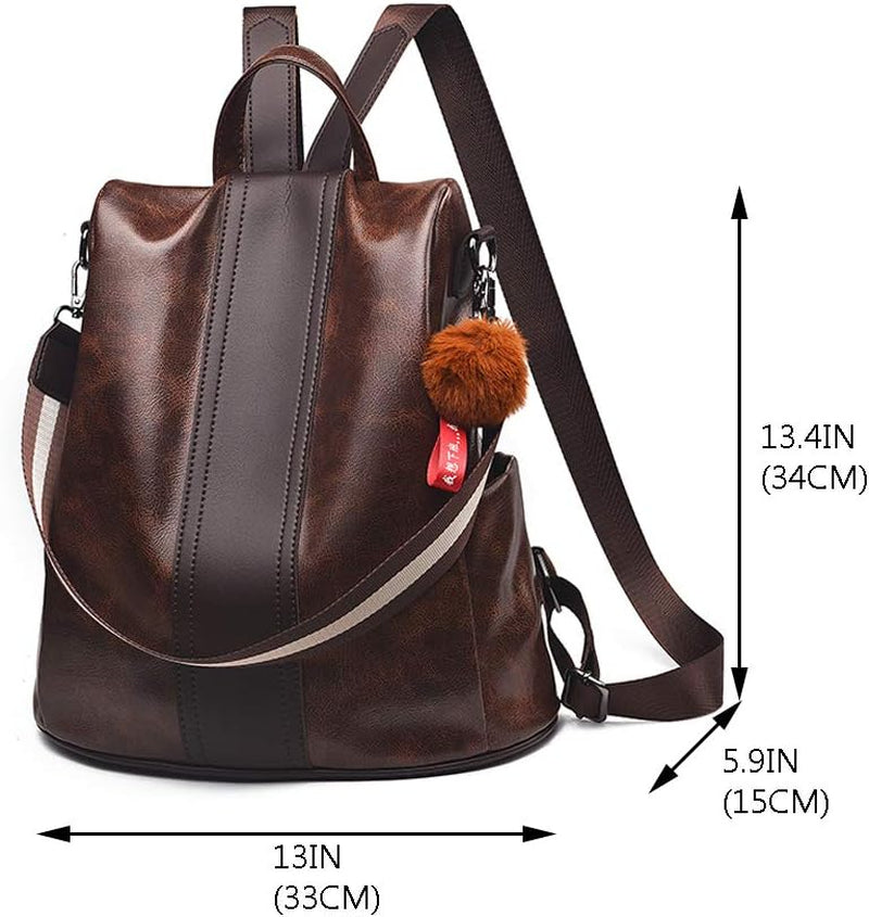 Women Backpack Purse anti Theft Waterproof Detachable Covertible Casual Travel Shoulder Bag (Coffee)