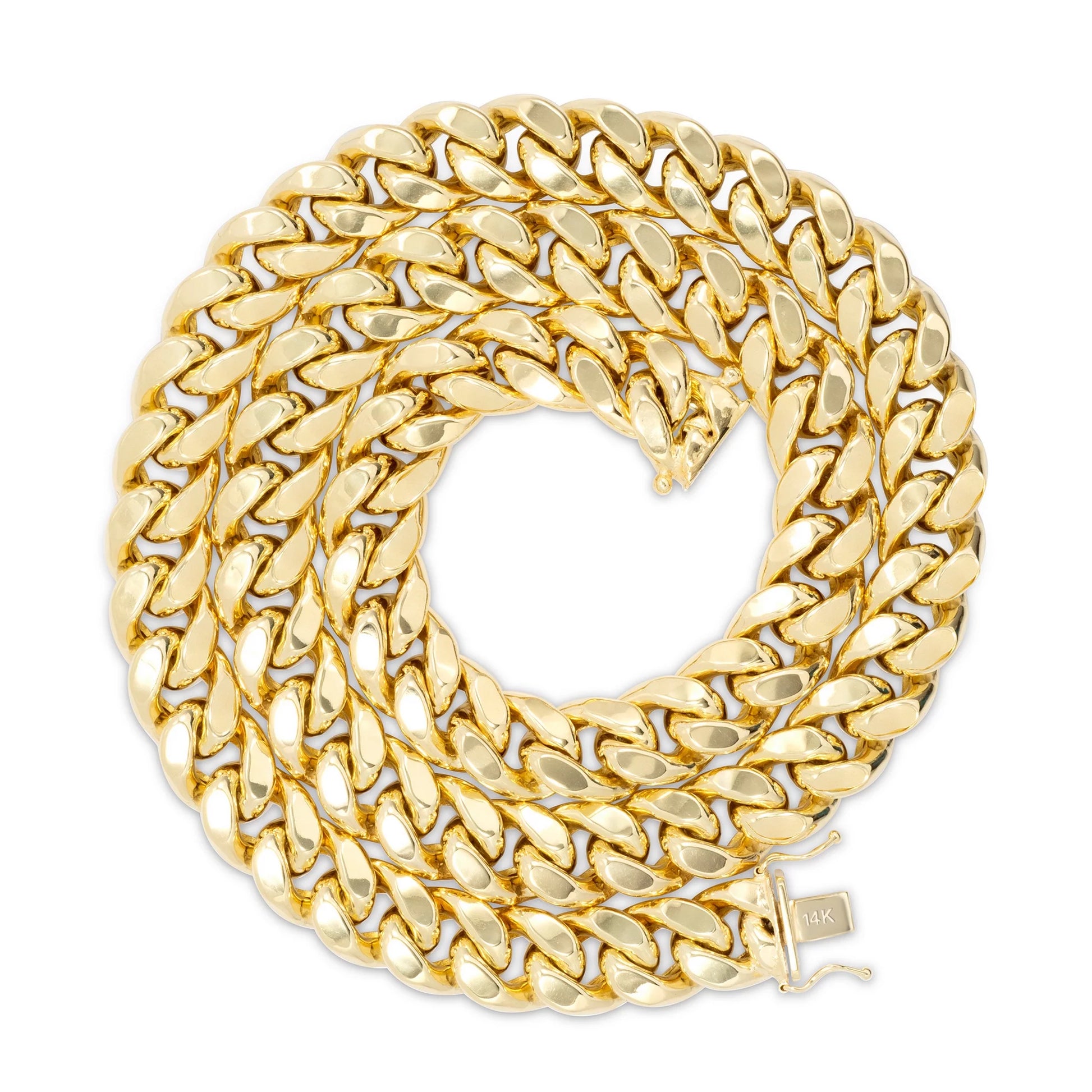 10K Yellow Gold 13Mm Thick Miami Cuban Link Chain Necklace, Mens Jewelry 20" - 30"