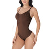 Super Sale V Neck Spaghetti Strap Bodysuit Compression Body Suits Open Crotch Shapewear Slimming Body Shaper Smooth Out Bodysuit - Thong Brown