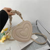 Fashion Love Heart Shape Shoulder Bag Small Handbags Designer Crossbody Bags for Women Solid Pu Leather Top Handle Bag - Khaki