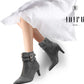 Women'S Buckle Strap Ankle Booties 3 Inch Pointed Toe Zipper Heels Dress Jeans Boots