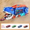 New Product Folding Dinosaur Transporter Car Competitive Game Roll to Eat Car Vehicle Racing Track with Mini Car Kid Gift Toy - Blue 4Car