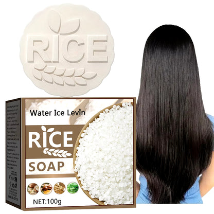 100G Rice Shampoo Soap Massage Soap Handmade Soap for Face and Bath, Deep Cleansing, Exfoliation, Body Hair Moisturizing