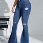 SHEIN SXY High Waist Ripped Flare Leg Jeans