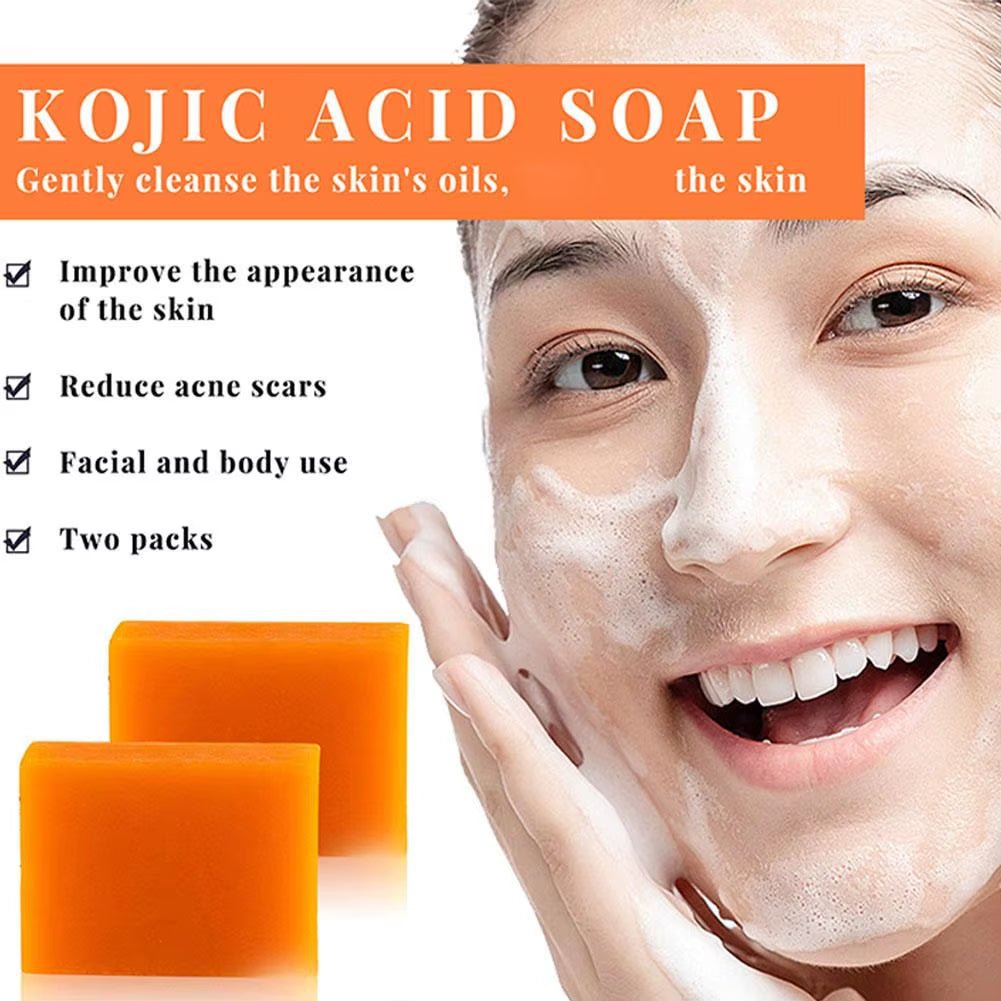 1/2Pcs Kojic Acid Soap Body Facial Deep Cleaning Acne Blackhead Dark Spot Remover Soap Bars Oil Control Skin Brightening Soap