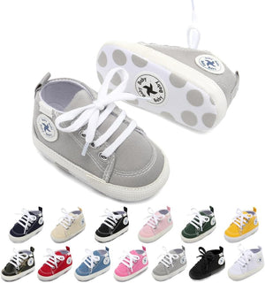 Baby Girls Boys Shoes Soft Anti-Slip Sole Newborn First Walkers High Top Canvas Denim Unisex Infant Sneaker