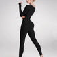 New Threaded Fabric High Quality Women Jumpsuits Long Sleeve Shapewear Hip Lift Yoga Exercise One Piece Jumpsuit with Long Pants