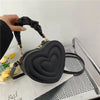 Fashion Love Heart Shape Shoulder Bag Small Handbags Designer Crossbody Bags for Women Solid Pu Leather Top Handle Bag - Black