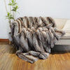 Luxury Faux Fur Blanket High-End Bed Fox Fur Blankets for Beds Plaid on the Sofa Cover Decoration Home Blankets and Throws - Grey