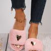 Fluffy Slipper Fall Winter Warm Home Fur Furry Slippers Women Plush Shoes Indoor House Fuzzy Flip Flops Female Padded Fleece Living Bedroom - Bright Pink