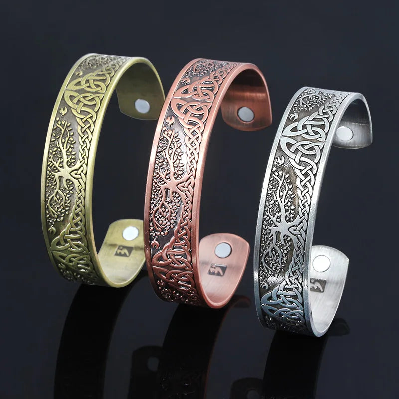 3 Colors Tree of Life Bangles Bracelets Norse Viking Wicca Cuff Celtics Knot Magnetic Bracelet Bangle for Women Men Jewelry Gift