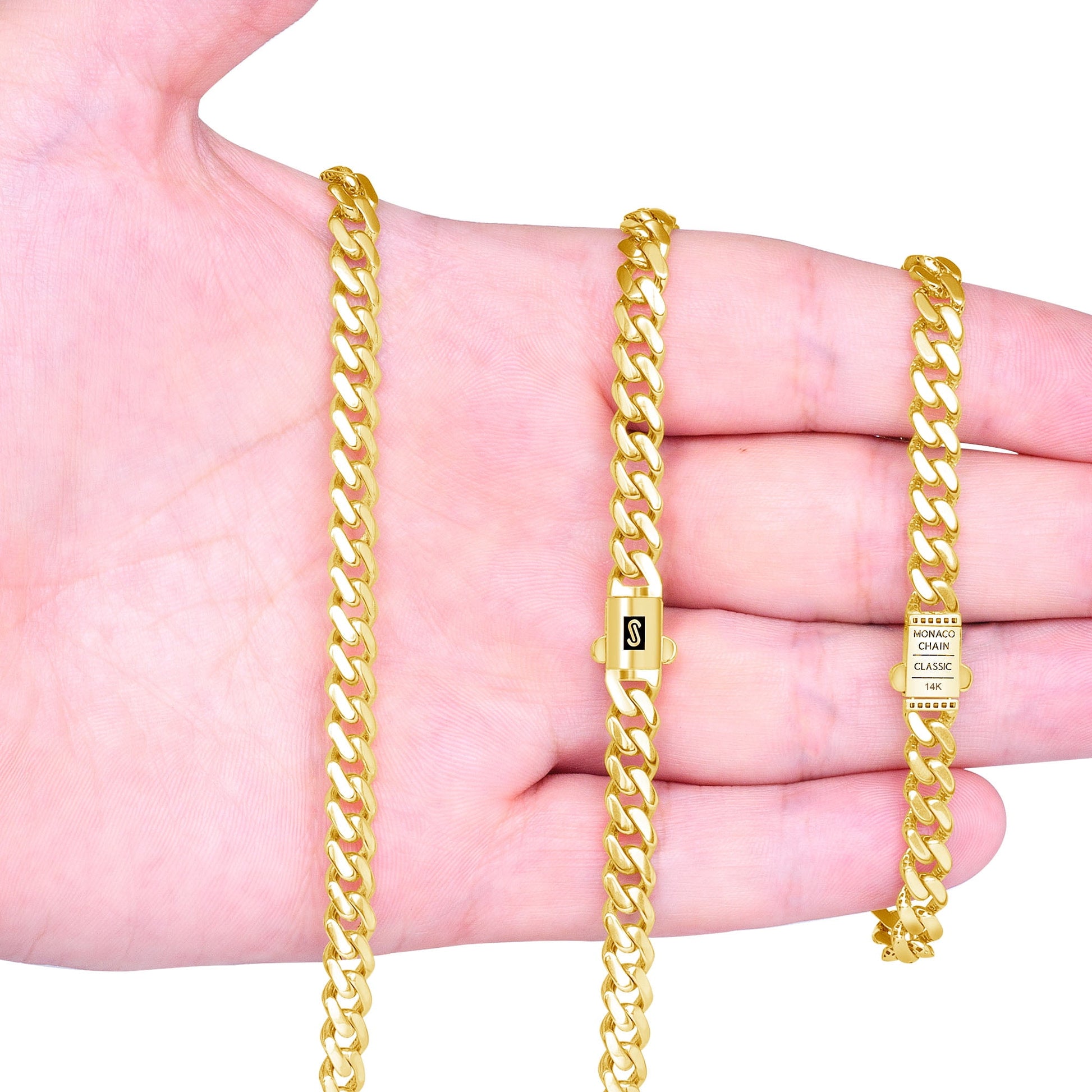 14K Yellow Gold 6Mm Royal Monaco Miami Cuban Link Chain Necklace, Mens or Womens Jewelry 16" - 30"