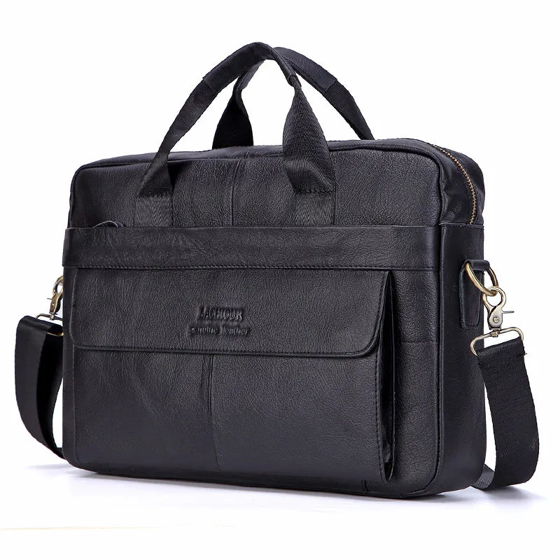 Men Genuine Leather Handbags Casual Leather Laptop Bags Male Business Travel Messenger Bags Men'S Crossbody Shoulder Bag