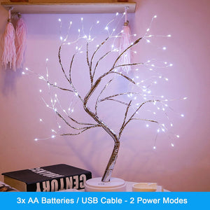 108 LED Bonsai Tree Night Lights, 20" Artificial Tree Lamp for Living Room Cute Decor, USB Table Top Fairy Light Spirit Tree, Home Decorations, Weddings… (Pure White)