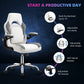 Gaming Chair Ergonomic Office Chair PC Desk Chair with Lumbar Support Flip up Arms Racing Style PU Leather Executive Computer Chair for Adults,Grey