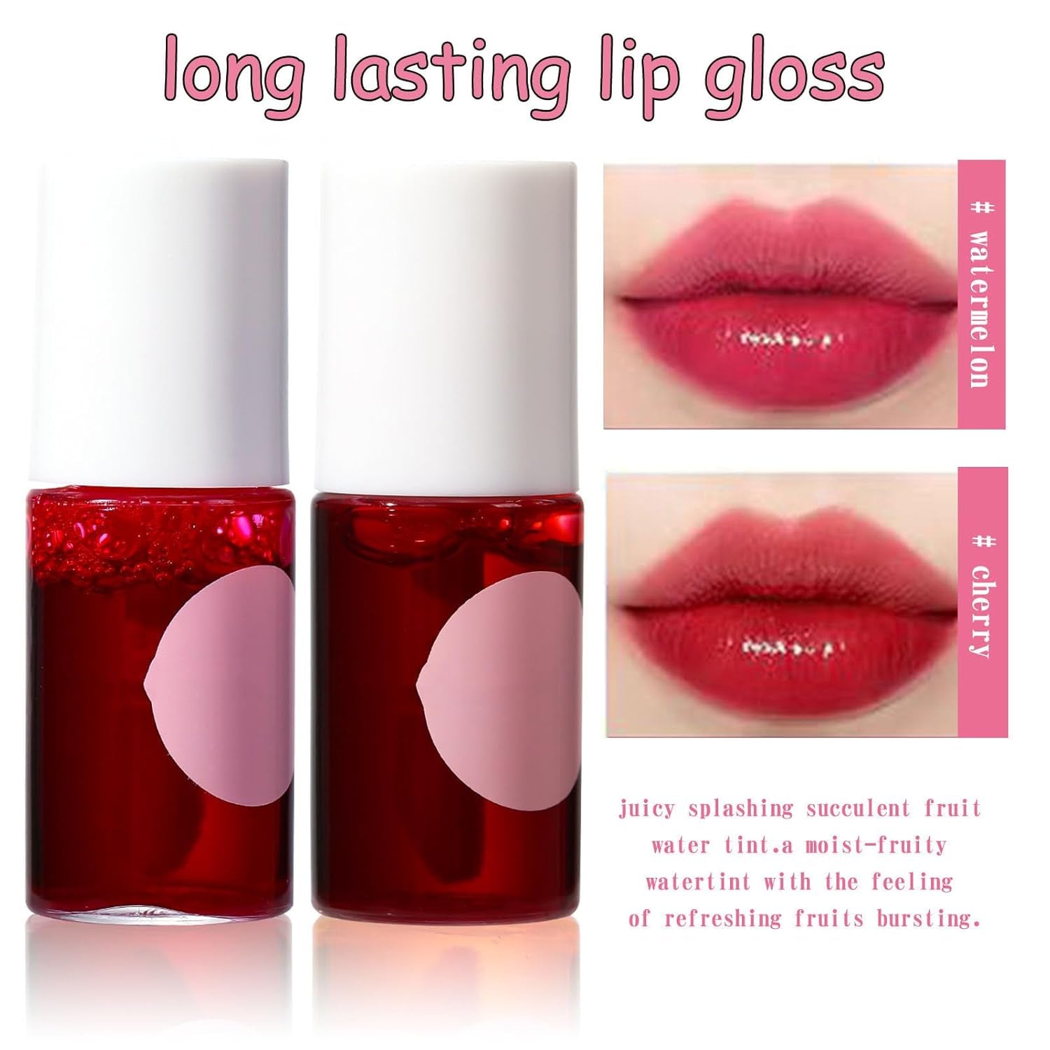 Long Lasting Lip Gloss, Lip Tint Stain Set, Lip Stain Long Lasting Waterproof, Moisturizing Non Sticky Lip Stain, Shiny Glossy Lipgloss, Matte Finish Lip Makeup (4Pcs, 1)