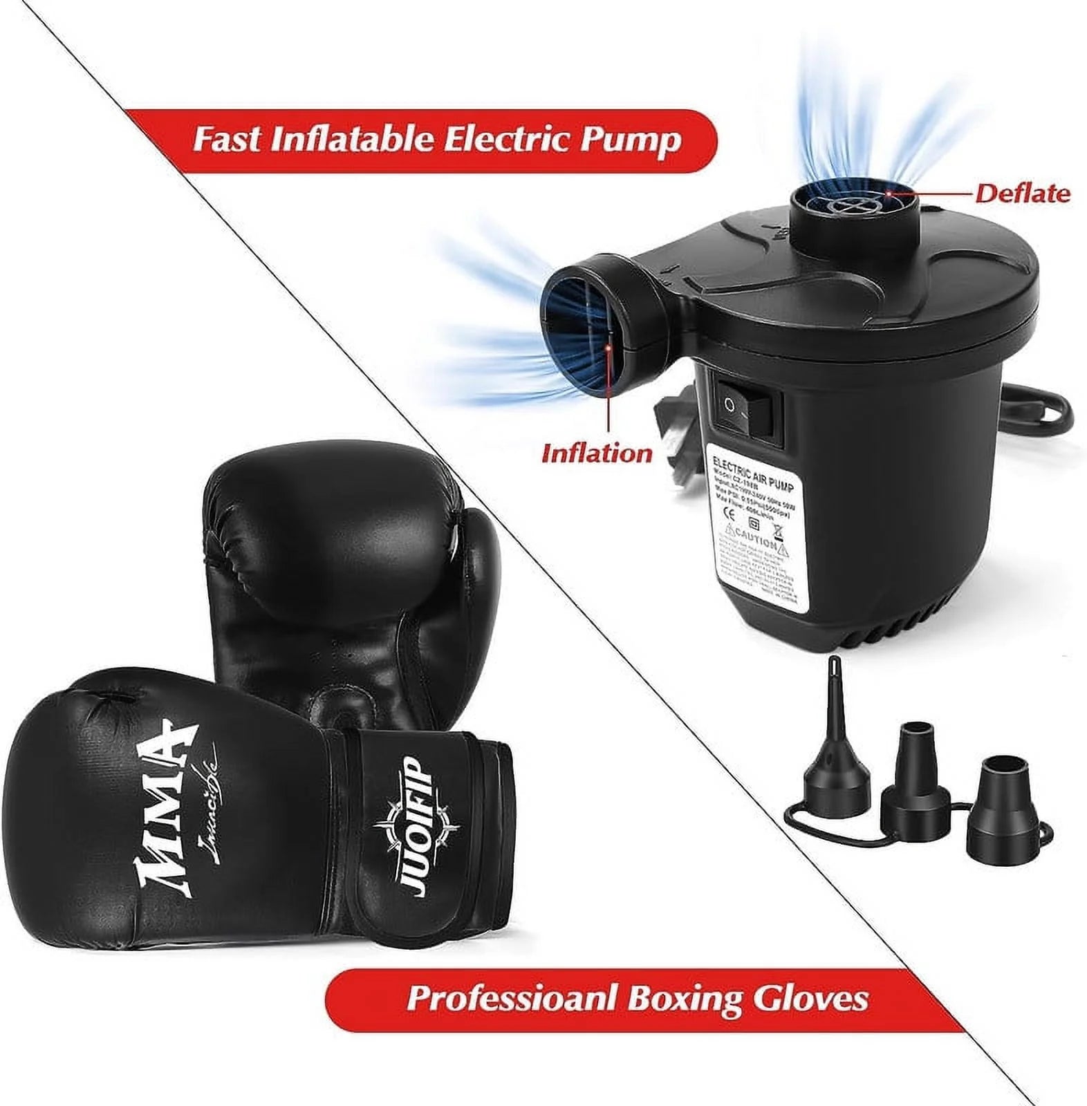 Freestanding Heavy Punching Bag Set with Gloves, Red