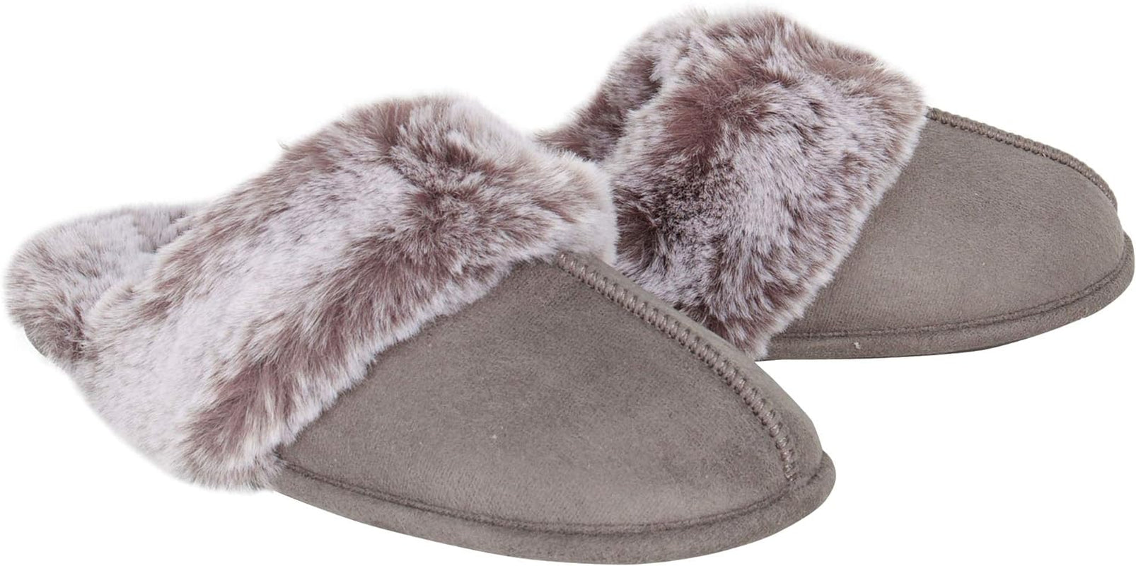 Women'S Comfy Faux Fur House Slipper Scuff Memory Foam Slip-On Anti-Skid Sole