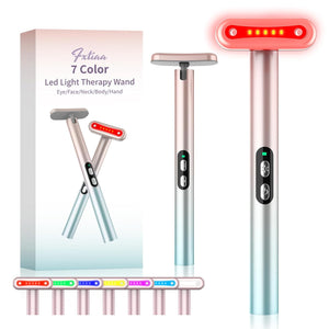 Led-Face-Wand，7 in 1 LED Light Therapy Facial Red & Blue Rejuvenation Tool