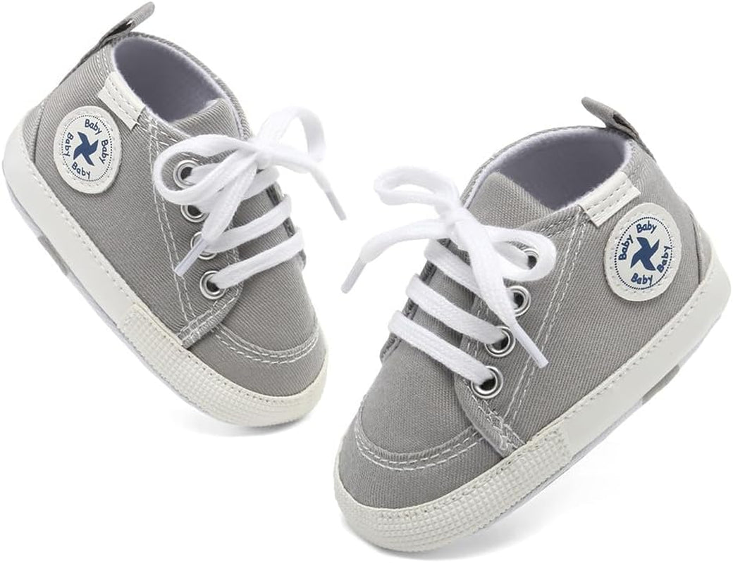 Baby Girls Boys Shoes Soft Anti-Slip Sole Newborn First Walkers High Top Canvas Denim Unisex Infant Sneaker