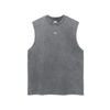 Streetwear Unisex Snow Washed Frayed Hem Tank Top - Dark Gray