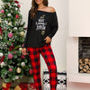 Hot Sale Christmas Plaid Printed Pajamas and Home Service Suits - Black