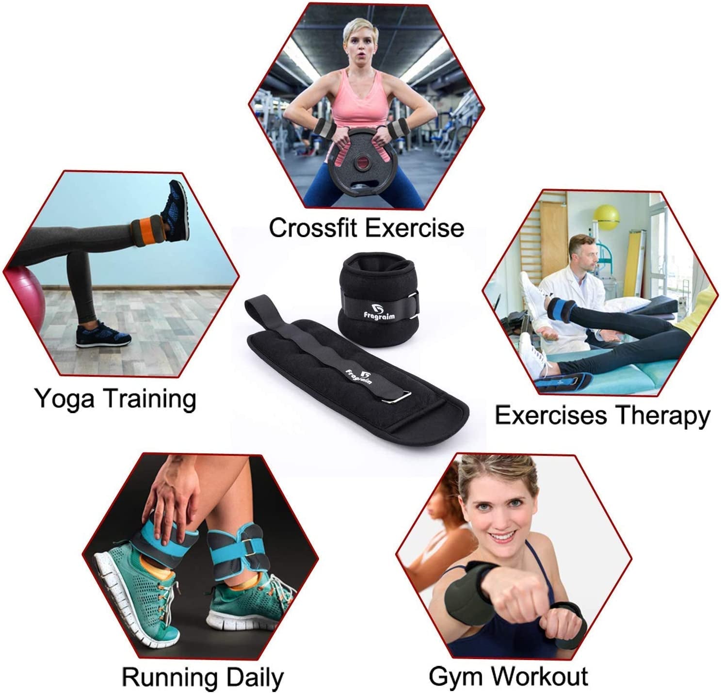 Ankle Weights for Women, Men and Kids - 1/2/3/4/6/8/10/12/15/20 LBS 1 Pair Strength Training Wrist/Leg/Arm Weight with Adjustable Strap for Jogging, Gymnastics, Aerobics, Physical Therapy