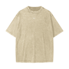 Streetwear American Vintage Waxed Dyed Washed  Heavyweight 100% Cotton T-Shirt - Khaki