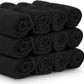 Luxury Cotton Washcloths Set 12 Pack - Hotel Quality Cleansing Face Towels Set, Black Small Bathroom Hand Towels | 12 Pack | Black