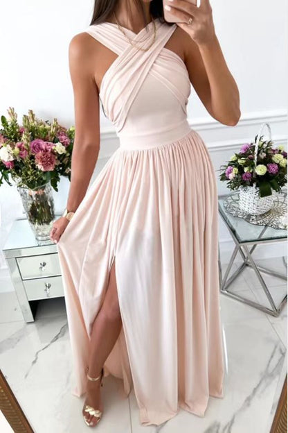 Summer Sleeveless Neck Hanging Back Dress