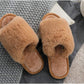 Women'S Fuzzy Fur Flat Slippers Soft Open Toe House Slippers Memory Foam Sandals Slides Home Slippers for Girls Men Indoor Outdoor