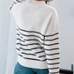 Sweaters for Women Quarter Zip Striped Sweaters Knitted Warm Pullover Sweaters