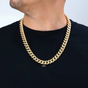 10K Yellow Gold 13Mm Thick Miami Cuban Link Chain Necklace, Mens Jewelry 20" - 30"