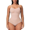 Super Sale V Neck Spaghetti Strap Bodysuit Compression Body Suits Open Crotch Shapewear Slimming Body Shaper Smooth Out Bodysuit - Apricot