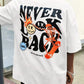 Never Look Back Creative Smile Skull Printing Cartoons Street Print Tshirt Man Loose Tee Clothes Cotton Crewneck Tops T-Shirt