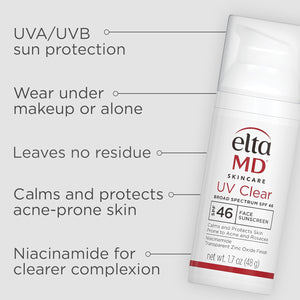 Eltamd UV Clear Face Sunscreen SPF 46, Oil Free Sunscreen with Zinc Oxide, Dermatologist Recommended Sunscreen