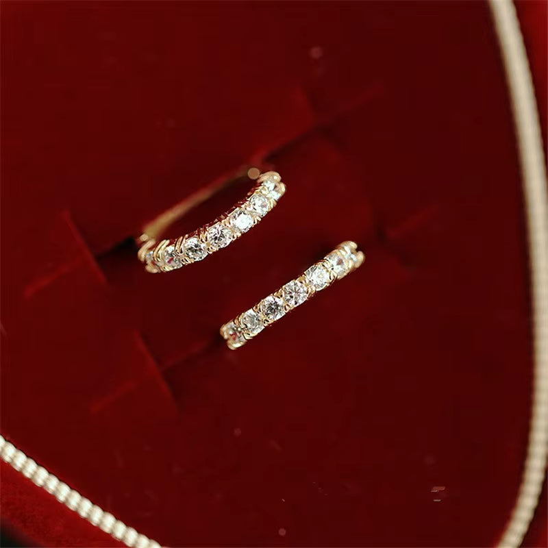 925 Sterling Silver French Simple Pavé Crystal Earrings Women Fashion Charm Party Jewelry Plating 14K Gold Accessories