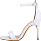 Women'S Open Toe Stiletto Strappy Heeled Sandals Ankle Strap High Heel 10 Cm Dress Party Work Dance Evening Wedding Sandals White Patent Leather Size 9