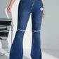 SHEIN SXY High Waist Ripped Flare Leg Jeans